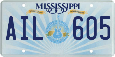 MS license plate AIL605