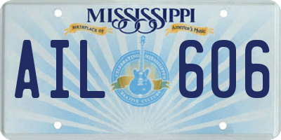 MS license plate AIL606