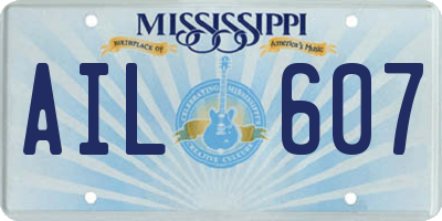 MS license plate AIL607