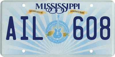 MS license plate AIL608