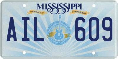MS license plate AIL609
