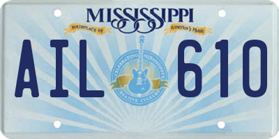 MS license plate AIL610