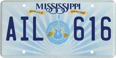 MS license plate AIL616