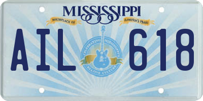 MS license plate AIL618