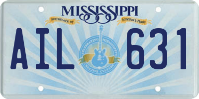 MS license plate AIL631