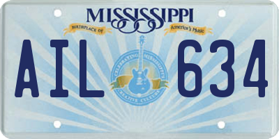 MS license plate AIL634