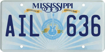 MS license plate AIL636