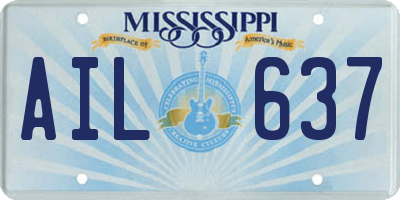 MS license plate AIL637