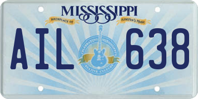 MS license plate AIL638