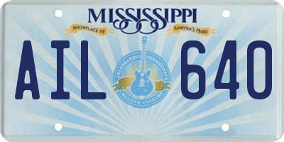 MS license plate AIL640