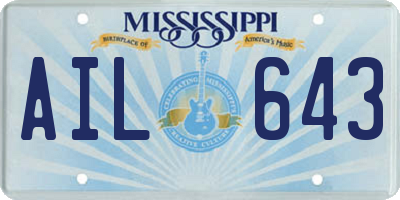 MS license plate AIL643