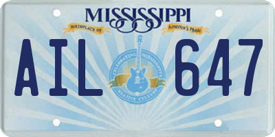 MS license plate AIL647