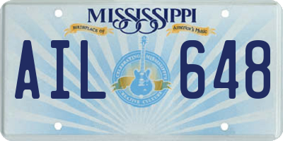MS license plate AIL648
