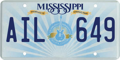 MS license plate AIL649