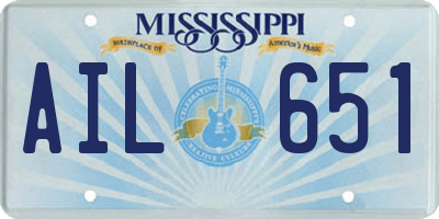 MS license plate AIL651