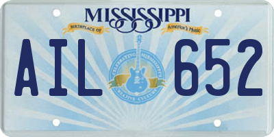 MS license plate AIL652