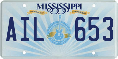 MS license plate AIL653