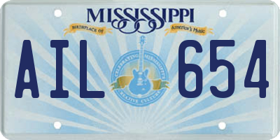 MS license plate AIL654