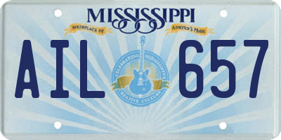 MS license plate AIL657