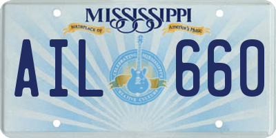 MS license plate AIL660