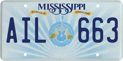 MS license plate AIL663