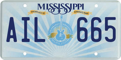MS license plate AIL665