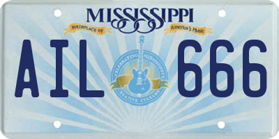 MS license plate AIL666