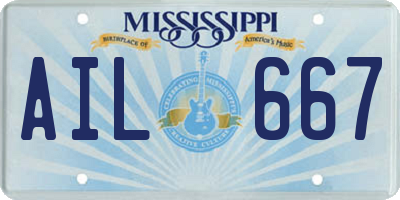 MS license plate AIL667