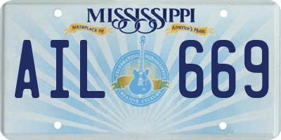 MS license plate AIL669