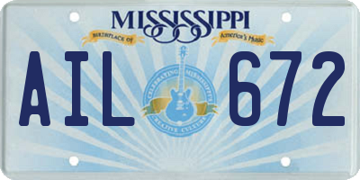 MS license plate AIL672