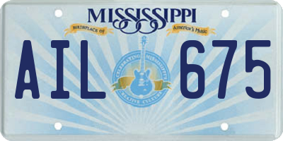 MS license plate AIL675