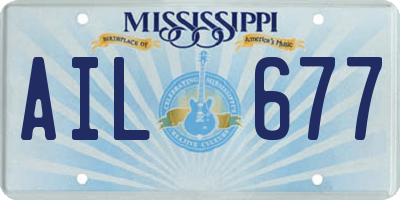 MS license plate AIL677