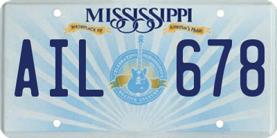 MS license plate AIL678