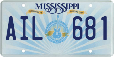 MS license plate AIL681