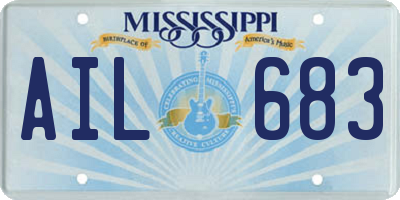 MS license plate AIL683