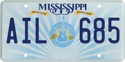 MS license plate AIL685