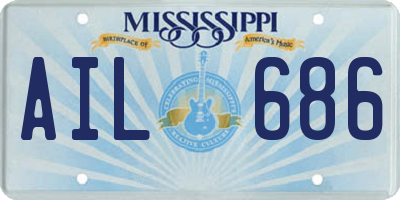 MS license plate AIL686