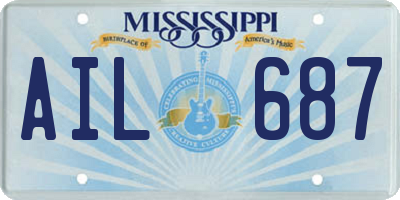 MS license plate AIL687