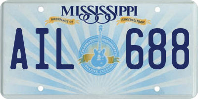 MS license plate AIL688