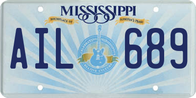 MS license plate AIL689