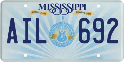 MS license plate AIL692