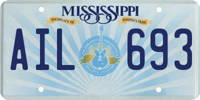 MS license plate AIL693