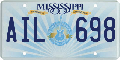 MS license plate AIL698