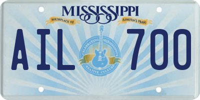 MS license plate AIL700