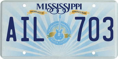 MS license plate AIL703