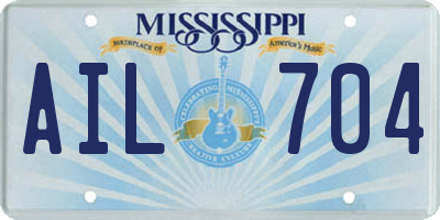 MS license plate AIL704