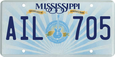 MS license plate AIL705