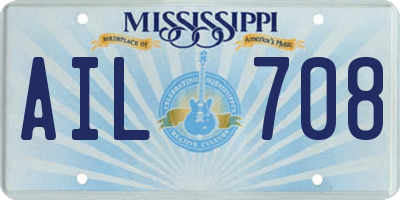 MS license plate AIL708