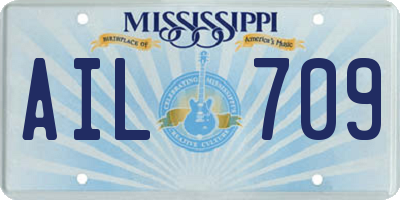 MS license plate AIL709