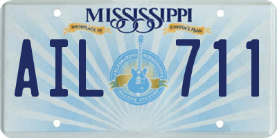 MS license plate AIL711